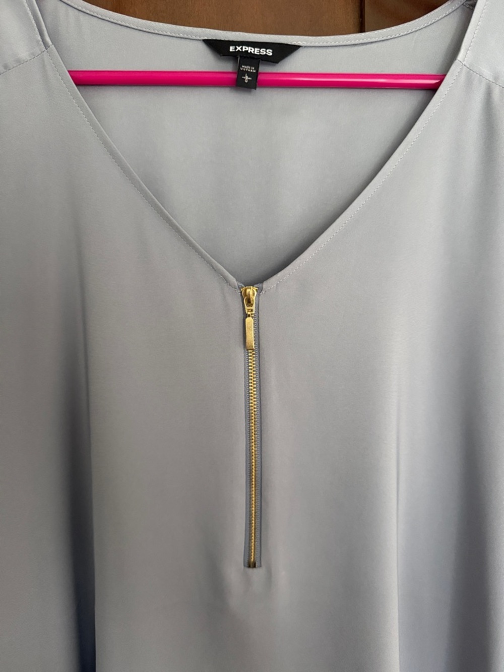 Express V-Neck Zip-Front Blouse - Picture 2 of 5
